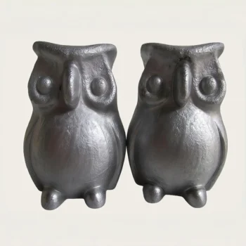Metal Owl Figurine Rustic Silver Artisan Sculpture
