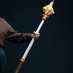 Gemstone Inlaid Decorative Ritual Scepter for Collectors