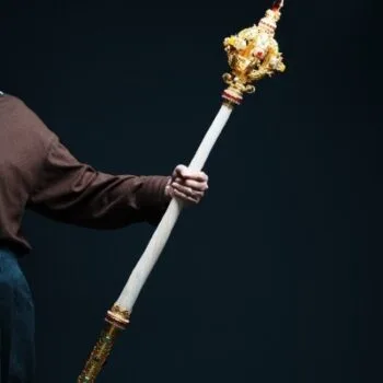 Gemstone Inlaid Decorative Ritual Scepter for Collectors