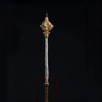 Artisanal Royal Decor with Marble Handle & Gemstone Details