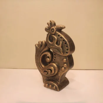 Vintage Cast Metal Zodiac Chicken Sculpture Decorative Ornament