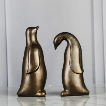 Handcrafted Bronze Penguin Sculpture Set