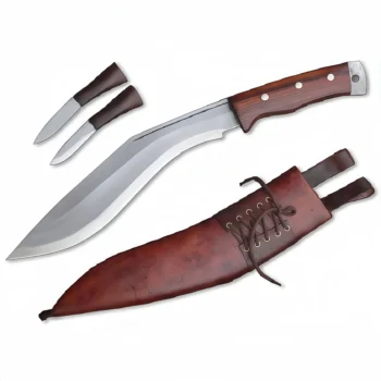 Kukri Knife Set - Full Tang Nepalese Machete with Leather Sheath