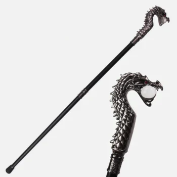 Gothic Dragon Head Walking Cane with Crystal Ball