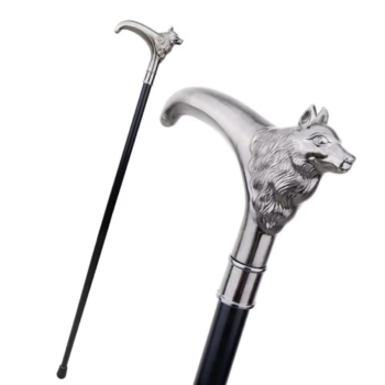 Metal Decor Sturdy Wooden Walking Stick for Men