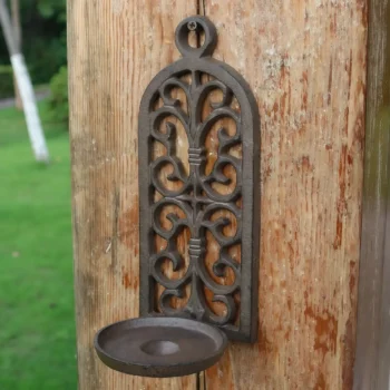 Handcrafted Cast Iron Ornate Wall Candle Sconce