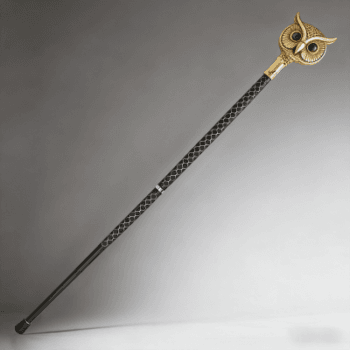 Artisanal Brass Decorative Wizard Staff with Hexagon Pattern