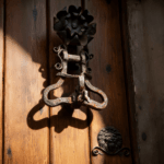 Antique Ornate Metal Door Handle with Lion Accent