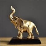 Brass Elephant Figurine Golden Metal Craft Ornament Statue Gift