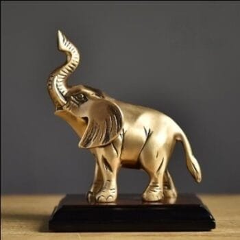 Brass Elephant Figurine Golden Metal Craft Ornament Statue Gift