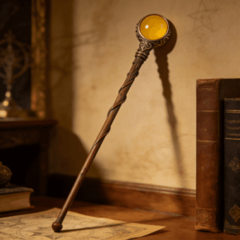 Handmade Artisan Wooden Magic Wand& Ornate Bronze Detailing